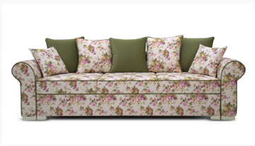 Прямой диван Ameli (Arcadia rose+shaggy green+glance bone) в Черкесске