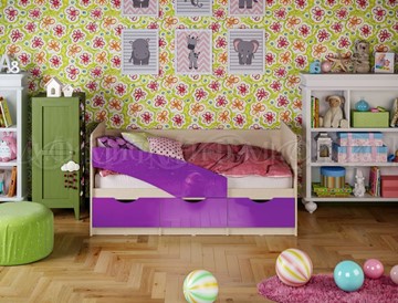Кроватка Бабочки 800*1600, Фиолетовый глянец в Черкесске