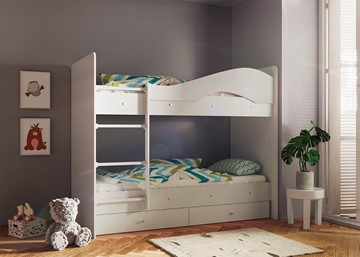 Двухэтажная кровать ТМК Мая с 2 ящиками на щитах, цвет Млечный дуб в Черкесске