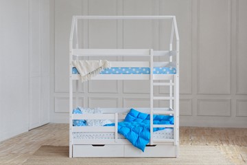 Детская 2-этажная кровать Домик с ящиками, цвет белый в Черкесске