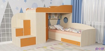 Детская кровать-шкаф Кадет-2, корпус Дуб, фасад Оранжевый в Черкесске