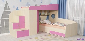 Детская кровать-шкаф Кадет-2, корпус Дуб, фасад Розовый в Черкесске