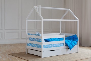 1-спальная детская кровать Домик с ящиками, цвет белый в Черкесске