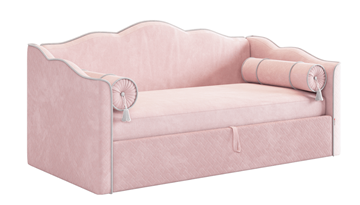 Кровать в детскую с подъемным механизмом Лея (Софа) 90х200 (нежно-розовый (велюр)/галька (велюр)) в Черкесске