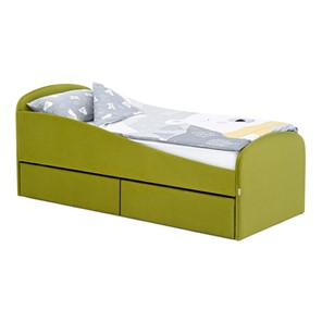 Мягкая кровать с ящиками Letmo 190х80 оливковый (велюр) в Черкесске