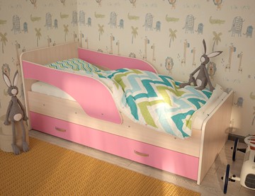 Детская кровать Максимка, корпус Млечный дуб, фасад Розовый в Черкесске