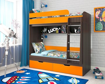Детская двухэтажная кровать Ярофф Юниор-5, каркас Бодего, фасад Оранжевый в Черкесске