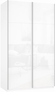 Шкаф 2-дверный Прайм (Белое стекло/Белое стекло) 1200x570x2300, белый снег в Черкесске