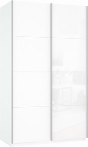 Шкаф 2-створчатый Прайм (ДСП/Белое стекло) 1200x570x2300, белый снег в Черкесске
