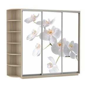 Шкаф Экспресс со стеллажом, 2100х600х2200, Орхидея белая/шимо светлый в Черкесске