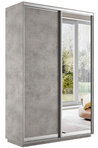 Шкаф 2-дверный Экспресс (ДСП/Зеркало) 1400х600х2200, бетон в Черкесске