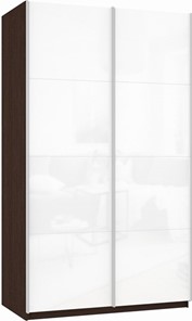 Шкаф 2-дверный Прайм (Белое стекло/Белое стекло) 1400x570x2300, венге в Черкесске