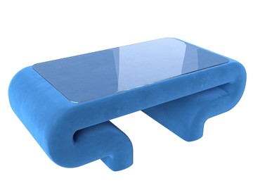 Стеклянный столик Волна, голубой (велюр) в Черкесске