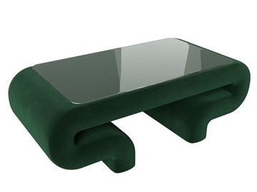 Стеклянный журнальный столик Волна, зеленый (велюр) в Черкесске