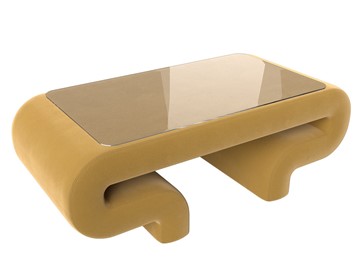 Стеклянный столик Волна, желтый (микровельвет) в Черкесске