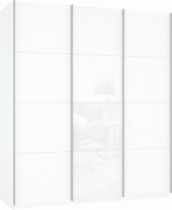 Шкаф Прайм (ДСП/Белое стекло/ДСП) 1800x570x2300, белый снег в Черкесске