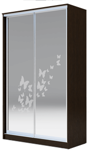 Шкаф двухстворчатый 2400х1362х620 два зеркала, "Бабочки" ХИТ 24-14-66-05 Венге Аруба в Черкесске