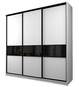Шкаф 3-х дверный MAX МШ-25-6-24-999, Профиль Черный/Цвет Белый/Oraclal Черный в Черкесске