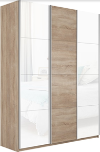 Шкаф 3-х створчатый Прайм (Белое стекло/ДСП/Белое стекло) 1800x570x2300, дуб сонома в Черкесске