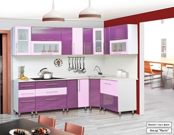 Угловая кухня Мыло 224 2600х1600, цвет Фиолет/Пастель фиолет в Черкесске