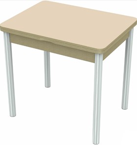 Маленький стол Бари хром №6 (стекло молочное/дуб выбеленный) в Черкесске