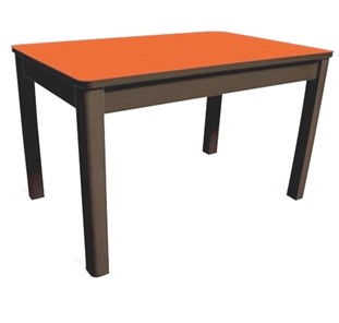 Стол на кухню Айсберг-05 СТ1, венге ЛДСП/стекло оранжевое/42 прямые массив венге в Черкесске