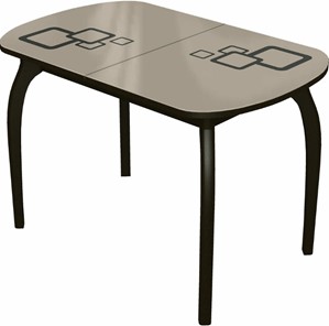 Обеденный раздвижной стол Ривьера мини дерево №1, Рисунок квадро (стекло молочное/коричневый/венге) в Черкесске