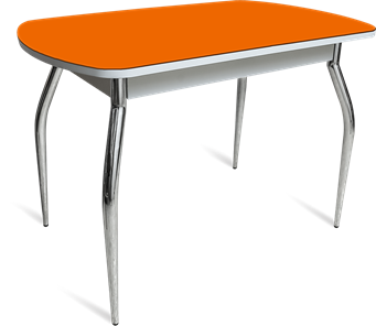 Кухонный раскладной стол ПГ-07 СТ1 белое/оранжевое/35 хром фигурные гнутые в Черкесске