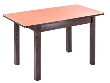 Кухонный стол раздвижной Айсберг-07 СТ1, венге ЛДСП/стекло оранжевое/42 прямые массив венге в Черкесске