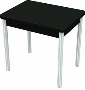 Раздвижной стол Бари хром №6 (стекло черное/черный) в Черкесске