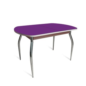 Кухонный стол раздвижной ПГ-02 СТ2, дуб молочный/фиолетовое стекло/35 хром гнутые металл в Черкесске