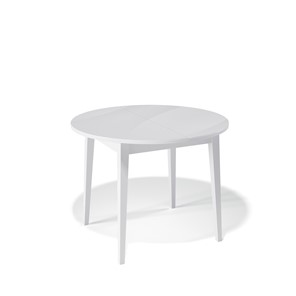 Круглый стол на кухню Kenner 1000M (Белый/Стекло белое сатин) в Черкесске