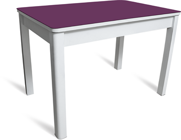 Кухонный обеденный стол Айсберг-05 СТ2, белое ЛДСП/фиолетовое стекло/40 массив белый в Черкесске