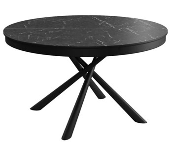 Керамический кухонный стол DikLine KR120 мрамор черный Калаката/опоры черные в Черкесске