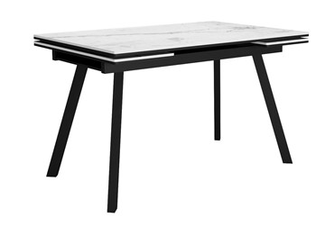 Керамический кухонный стол DikLine SKA125 Керамика Белый мрамор/подстолье черное/опоры черные (2 уп.) в Черкесске