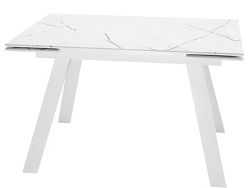 Стол обеденный раскладной DikLine SKM140 Керамика Белый мрамор/подстолье белое/опоры белые (2 уп.) в Черкесске