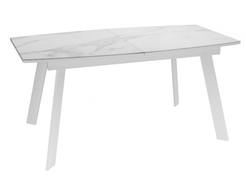 Кухонный раздвижной стол Dikline XLS160 мрамор белый глянец/ножки белые в Черкесске