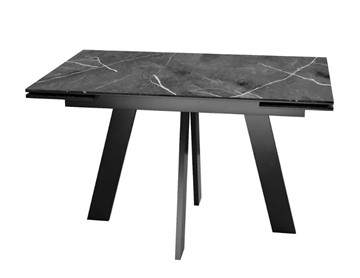 Обеденный раздвижной стол SKM 120, керамика черный мрамор/подстолье черное/ножки черные в Черкесске