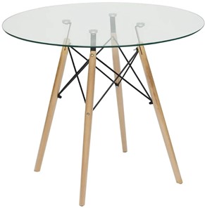 Кухонный обеденный стол CINDY GLASS (mod.80GLASS) металл/стекло, D80х75см, прозрачный арт.13068 в Черкесске