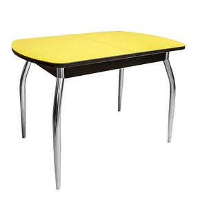 Кухонный раскладной стол ПГ-07 СТ2, венге/желтое стекло/35 хром гнутые металл в Черкесске