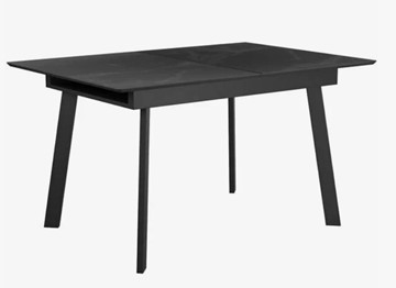 Стеклянный обеденный стол раздвижной  DikLine SFH125 стекло Оптивайт Черный мрамор/подстолье черное в Черкесске