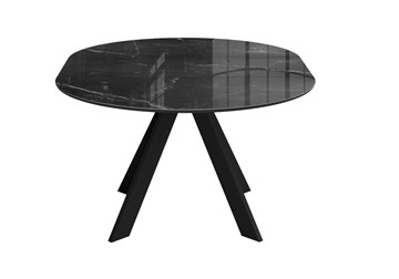 Стол кухонный раскладной раздвижной DikLine SFC110 d1100 стекло Оптивайт Черный мрамор/подстолье черное/опоры черные в Черкесске