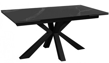 Керамический обеденный стол раздвижной DikLine SFE140 Керамика Черный мрамор/подстолье черное/опоры черные (2 уп.) в Черкесске