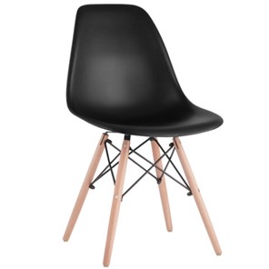 Комплект обеденных стульев 4 шт. BRABIX "Eames CF-010", пластик черный, опоры дерево/металл, 532631, 2033A в Черкесске
