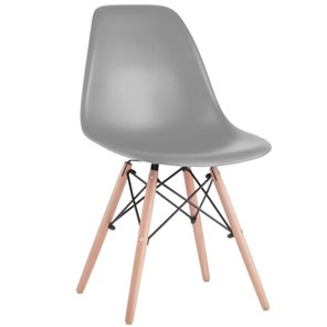 Комплект обеденных стульев 4 шт. BRABIX "Eames CF-010", пластик серый, опоры дерево/металл, 532632, 2033A в Черкесске