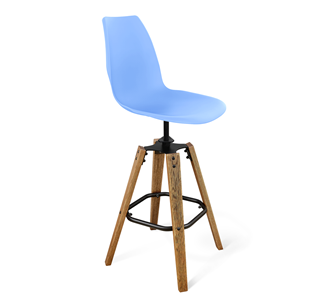 Барный стул SHT-ST29/S93 (голубой pan 278/брашированный коричневый/черный муар) в Черкесске