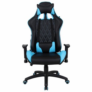 Кресло компьютерное Brabix GT Master GM-110 (две подушки, экокожа, черное/голубое) 531928 в Черкесске