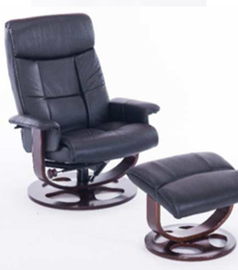 Офисное кресло J6011 для релаксации нат. кожа / дерево, черный в Черкесске