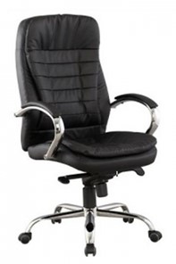 Офисное кресло J 9031-1 нат. кожа /хром, черный в Черкесске