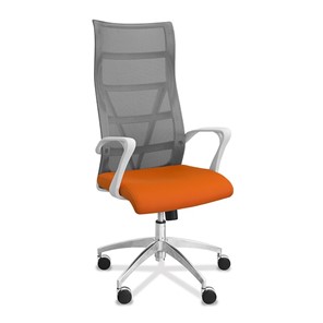 Кресло офисное Топ X белый каркас, сетка/ткань TW / серая/оранжевая в Черкесске